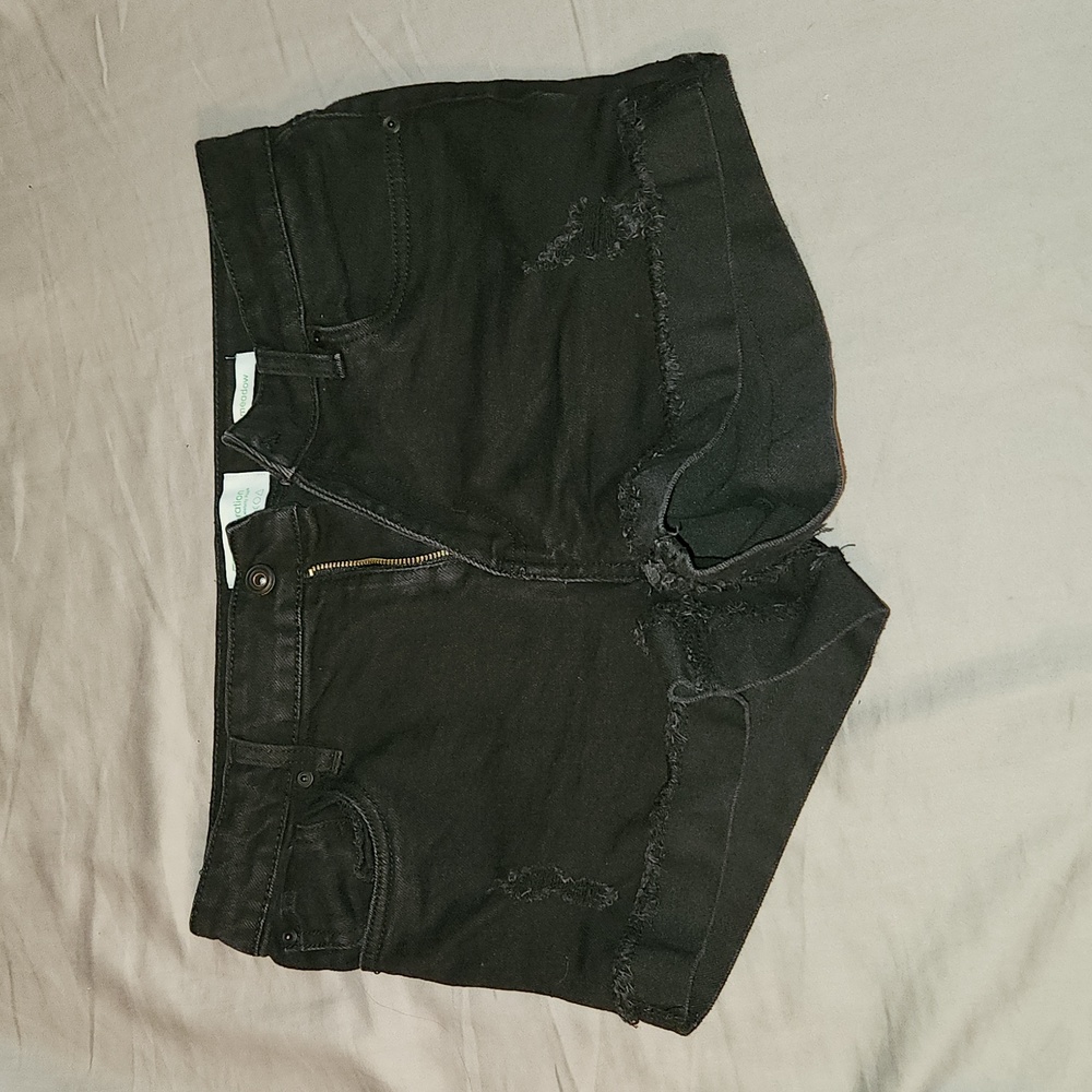 RE Generation Meadow Black Distressed Shorts